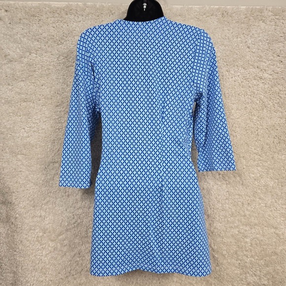 Fresh Produce Top Womens Large Blue Faux Wrap 3/4 Sleeve Stretch Cooling Beach - Picture 4 of 9